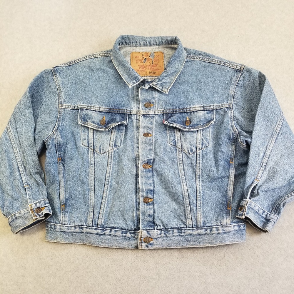 VTG Levis Trucker Jacket Mens Large Blue Denim Type 3 Made‎ in USA 90s